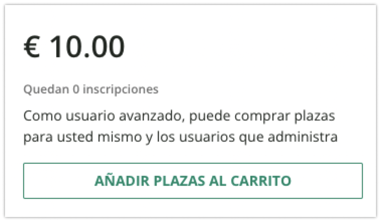 Botón Añadir plazas al carrito