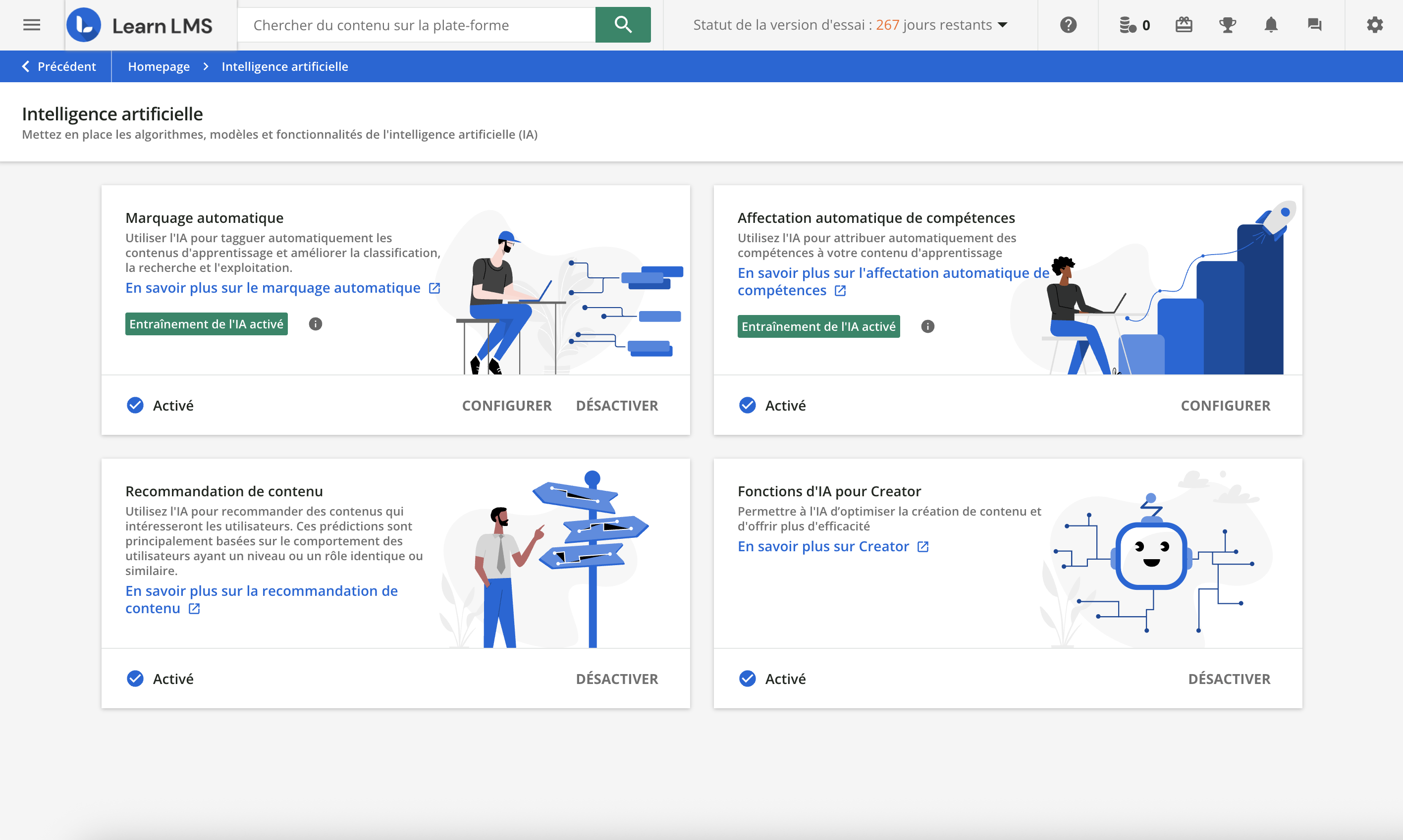 Gérer les paramètres de l'intelligence artificielle.