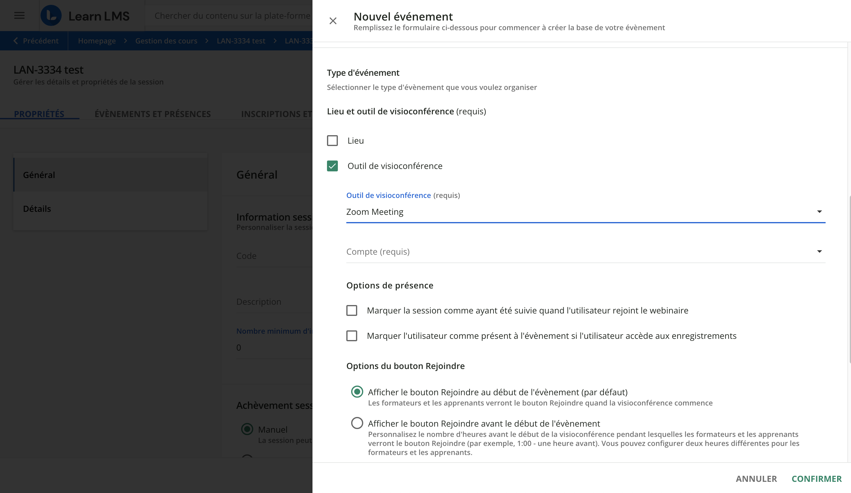 Nouvel événement Zoom V3