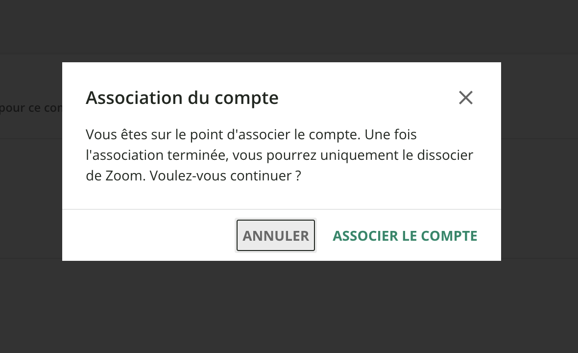 Confirmer l’association à l’aide du bouton dédié.