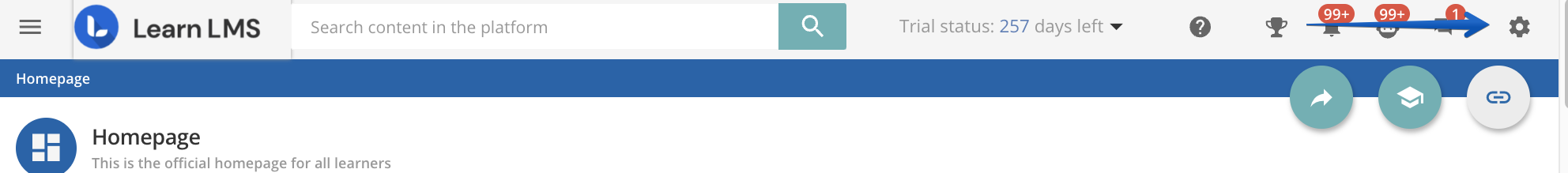 Pressing the Gears icon to access the Admin Menu