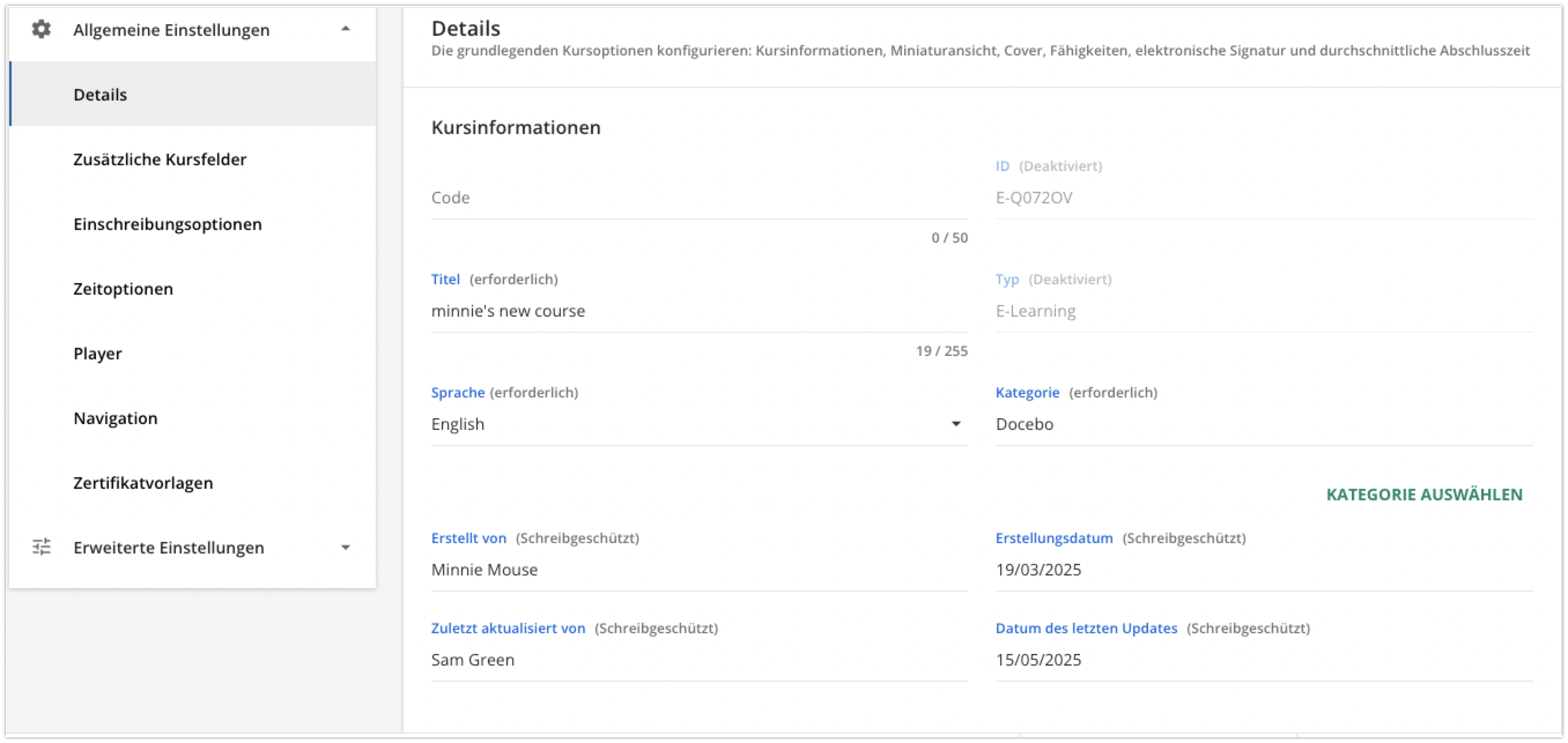 Kursinformationen