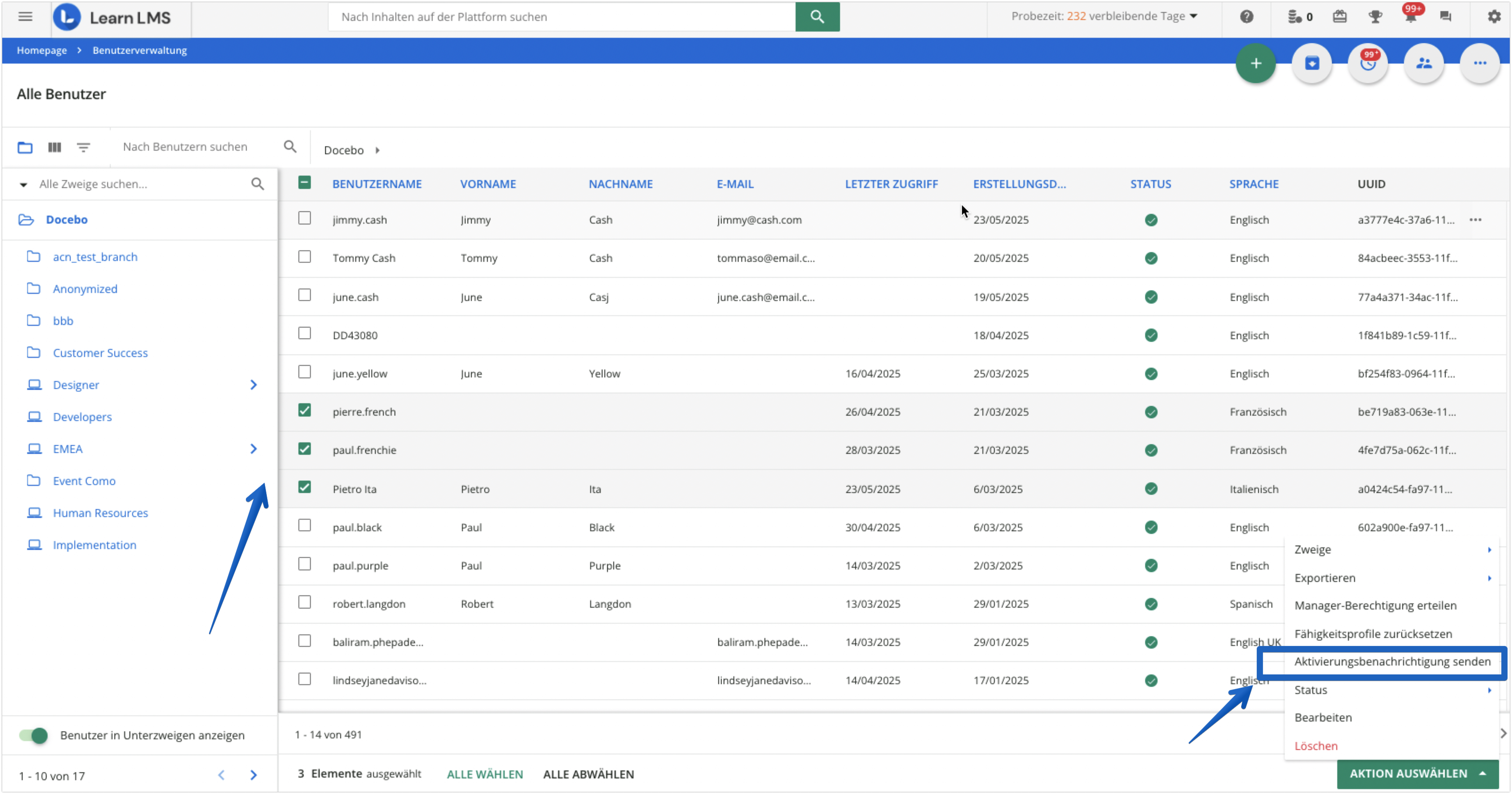 Senden einer Benachrichtigung an mehrere Benutzer