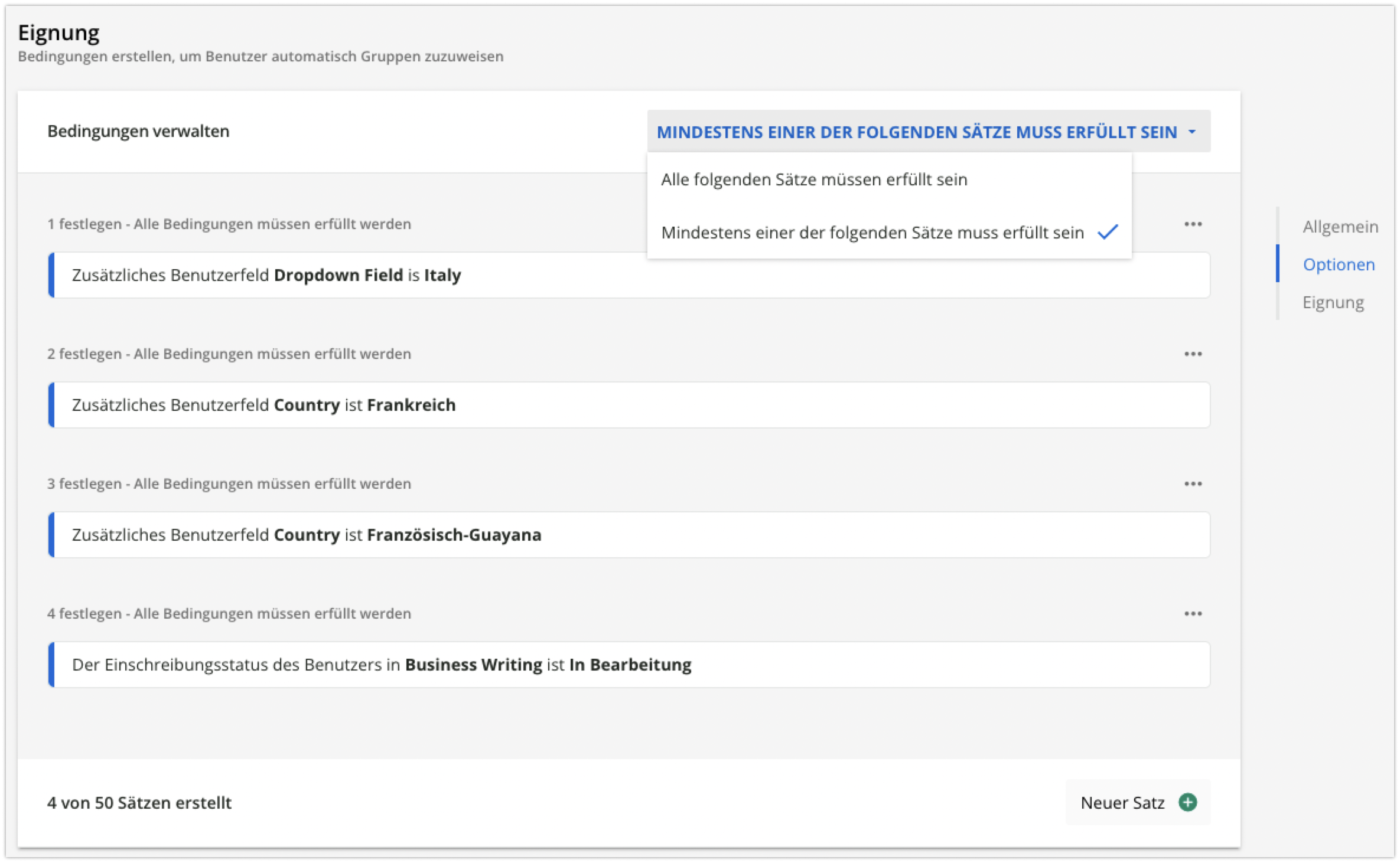 Bedingungssätze in automatischen Gruppen