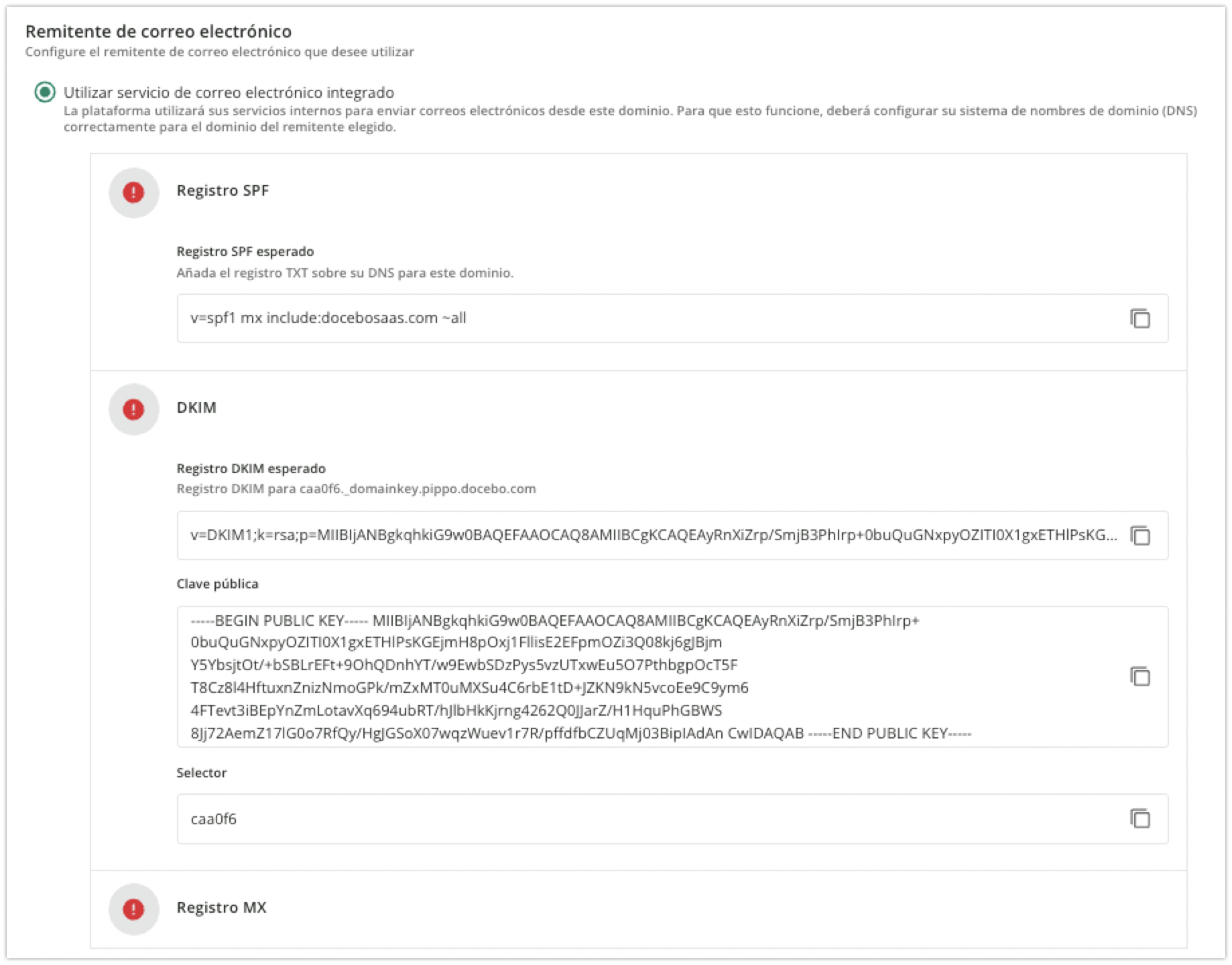 Servicio de correo electrónico integrado