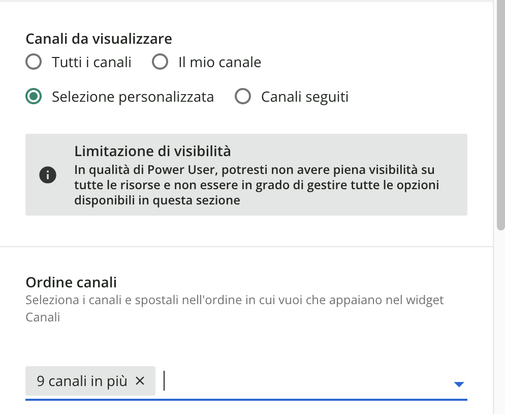 Visibilità sui canali.