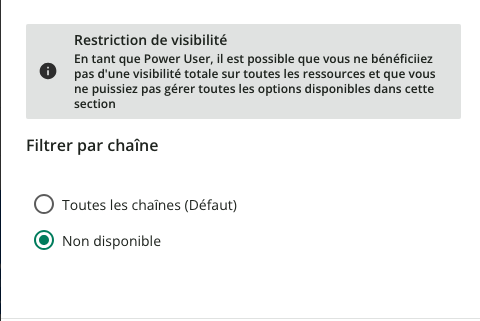 La visibilité des ressources du widget Questions et réponses.