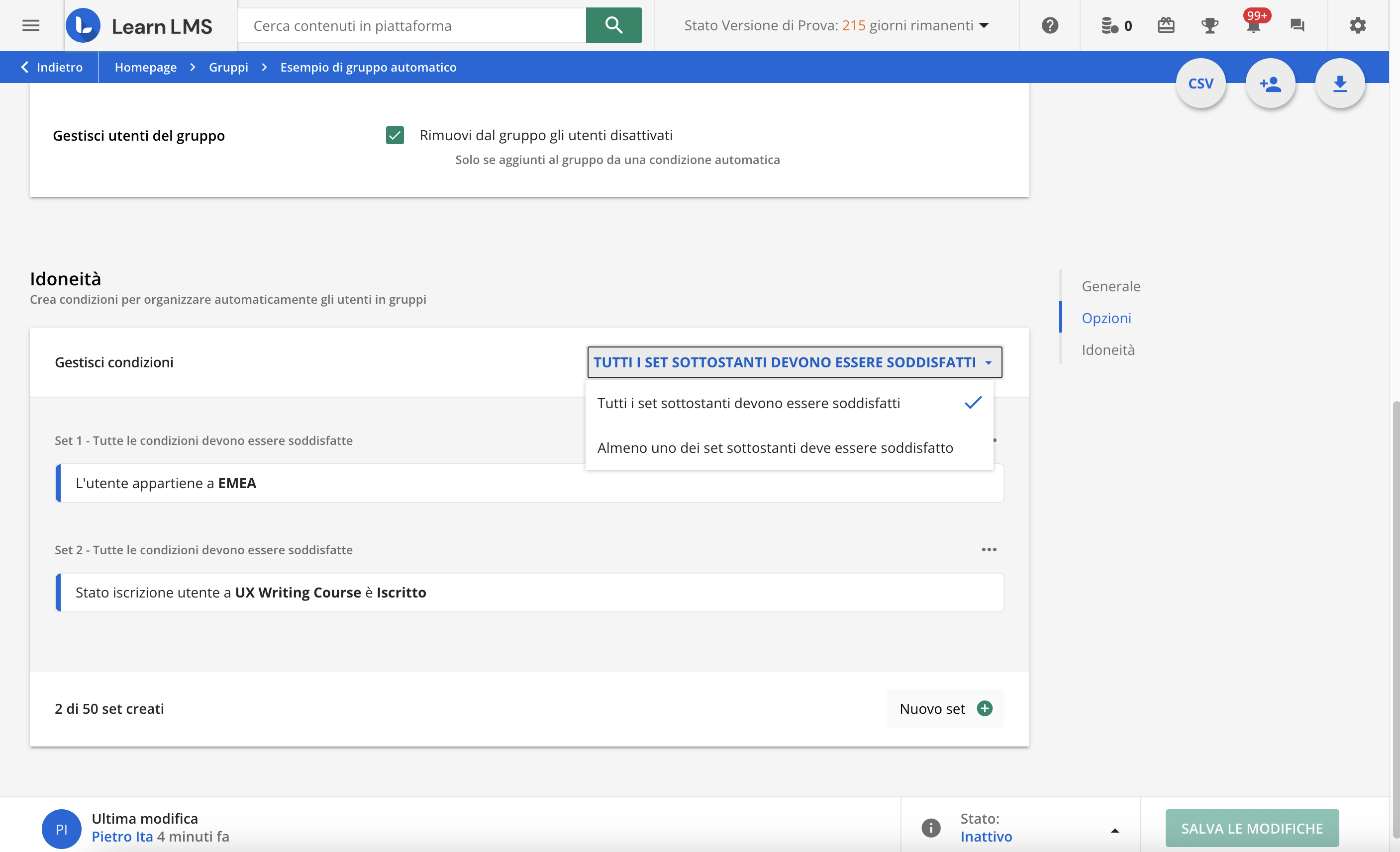 Gestire l'applicazione delle condizioni di idoneità.