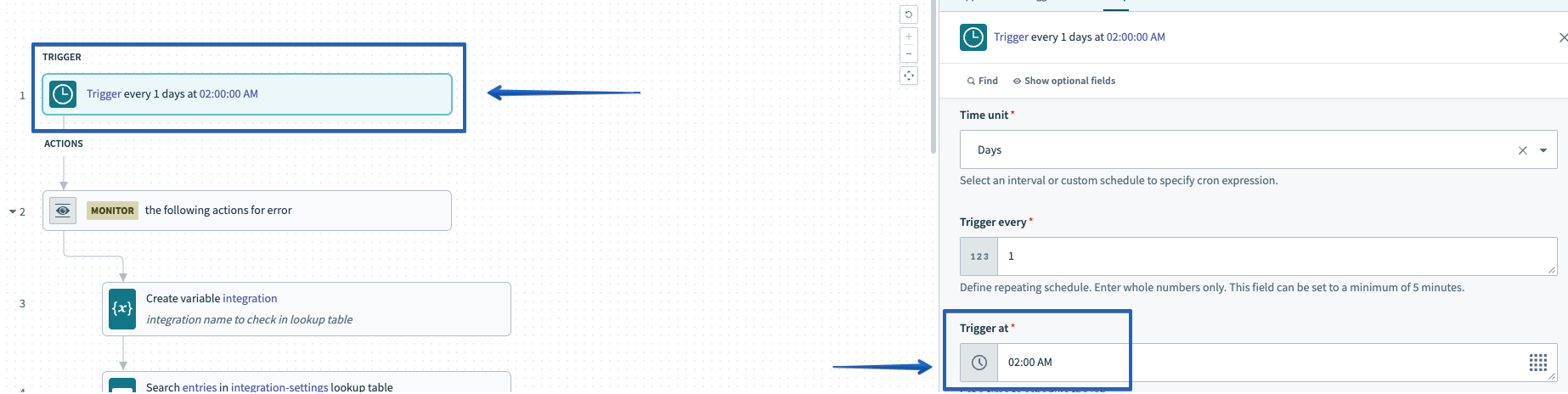 Selecting the trigger element of the recipe