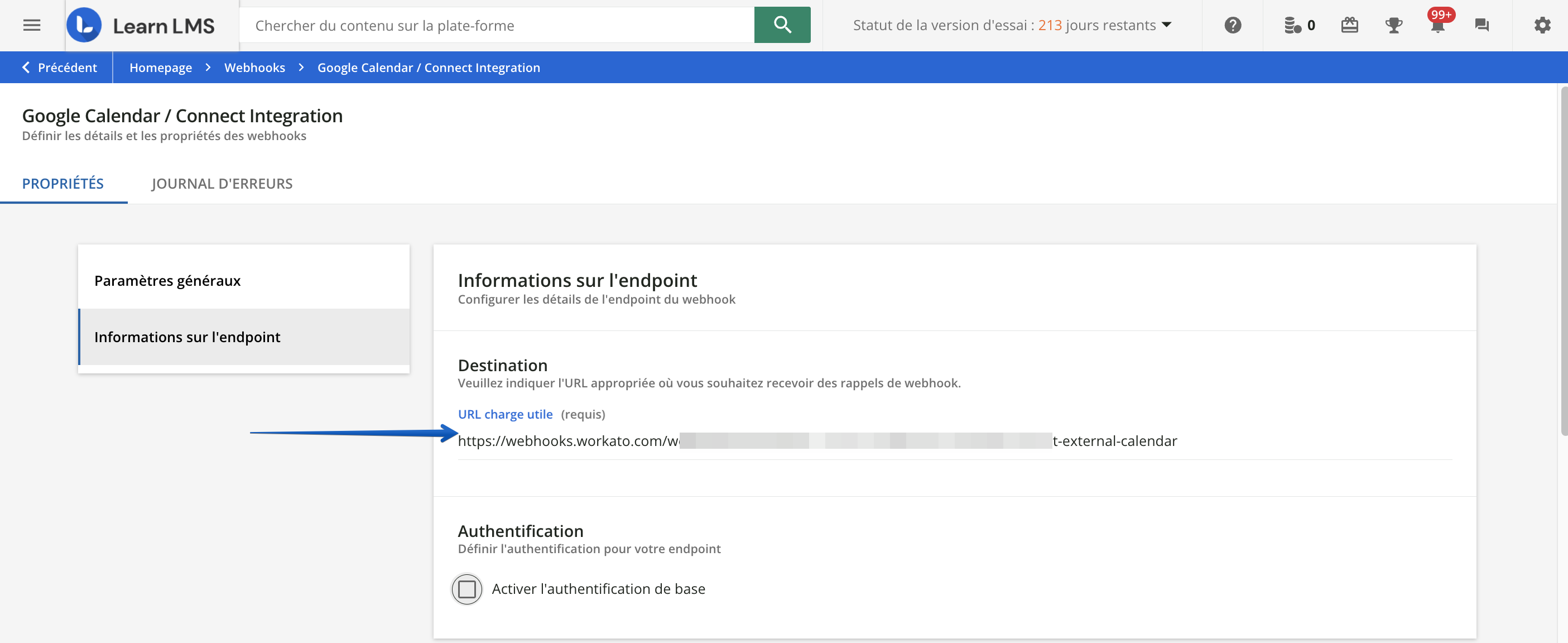 Modifier l’URL de la charge utile.