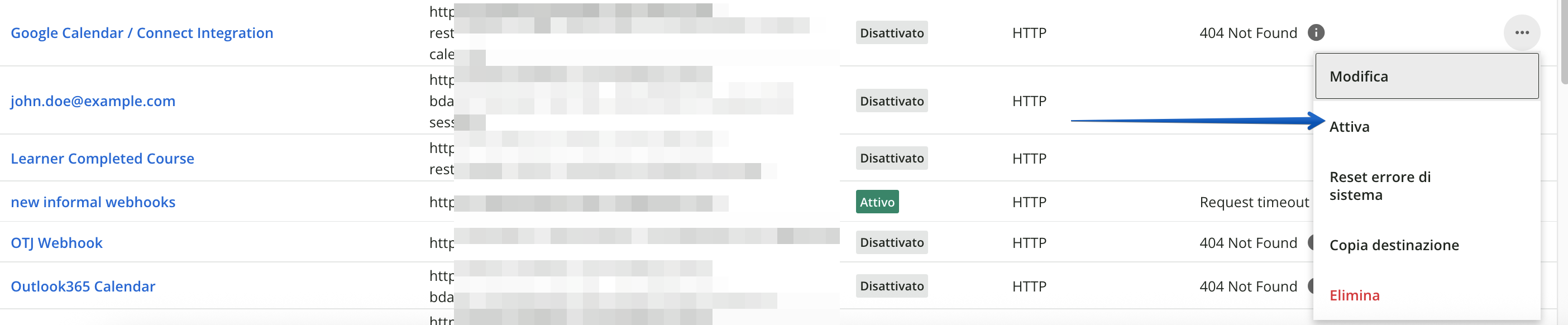 Attivare il webhook aggiornato.