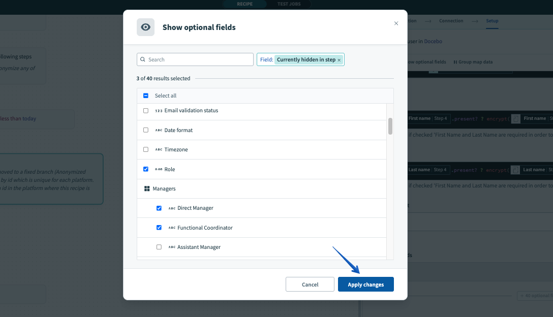 Choosing user additional fields
