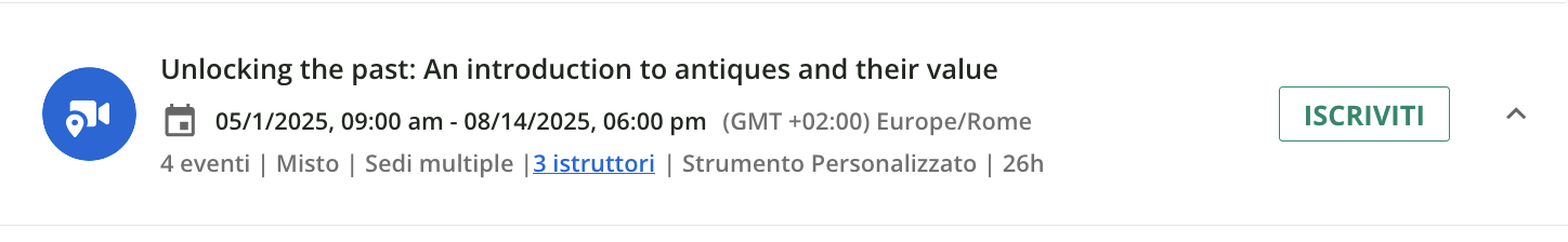 Il tipo di presenza di una sessione visualizzato dallo studente.