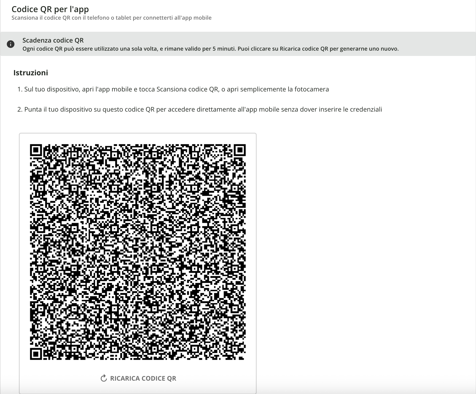 Il codice QR da scansionare.