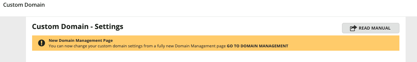 The Custom Domain app redirecting to Domain Management