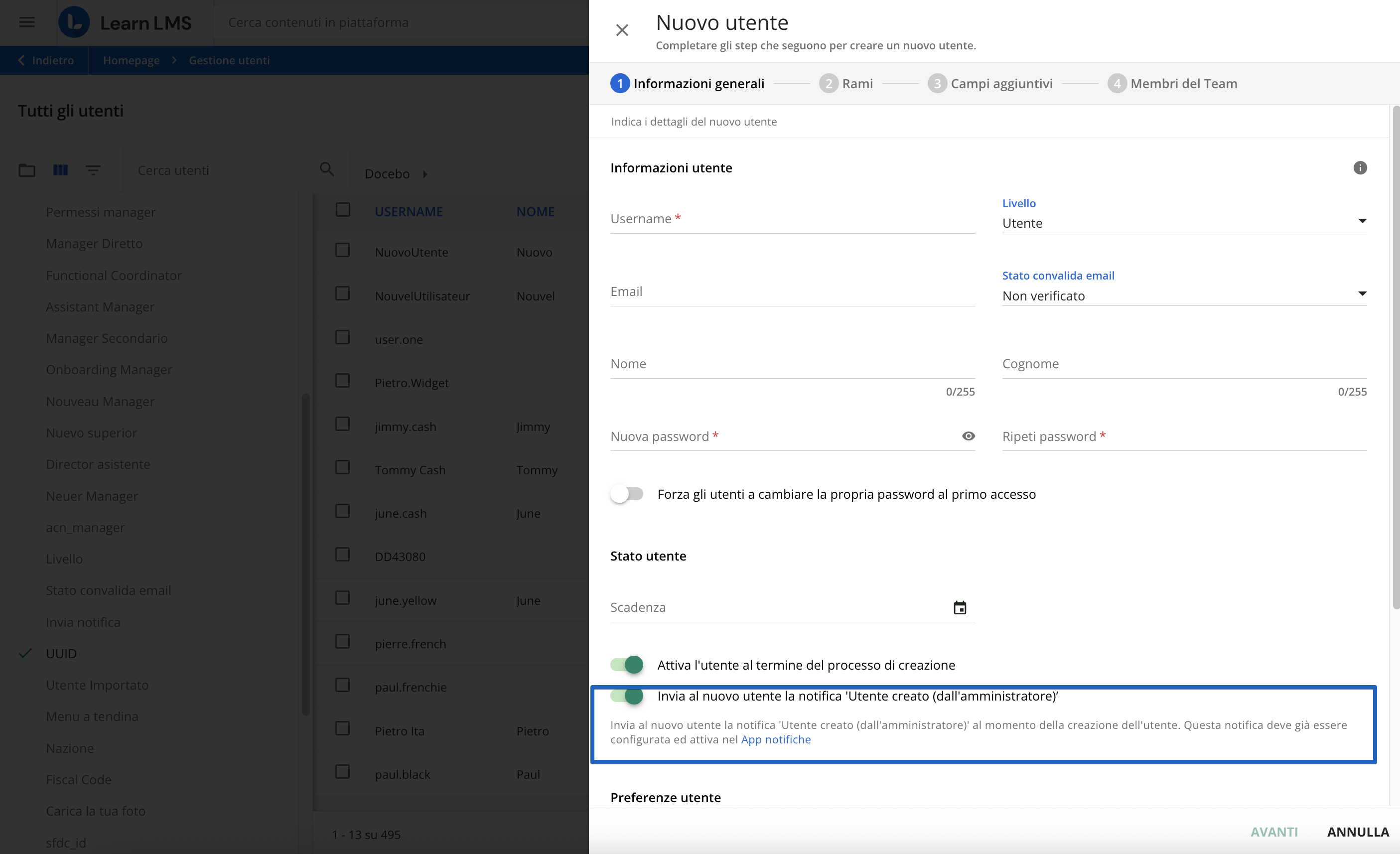 Inviare notifiche ai nuovi utenti.