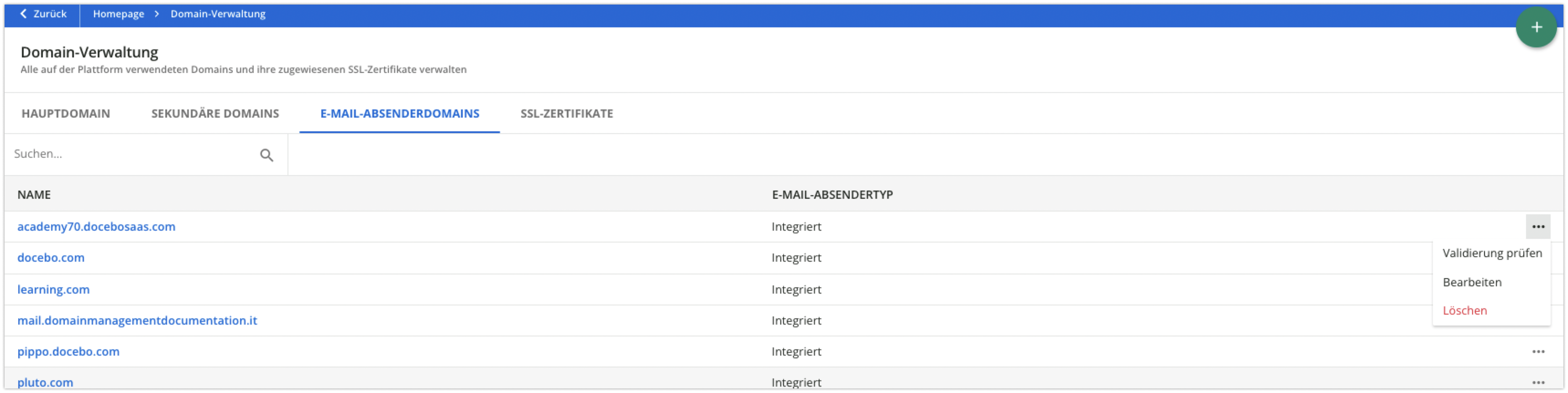 Verwaltung von E-Mail-Absenderdomains