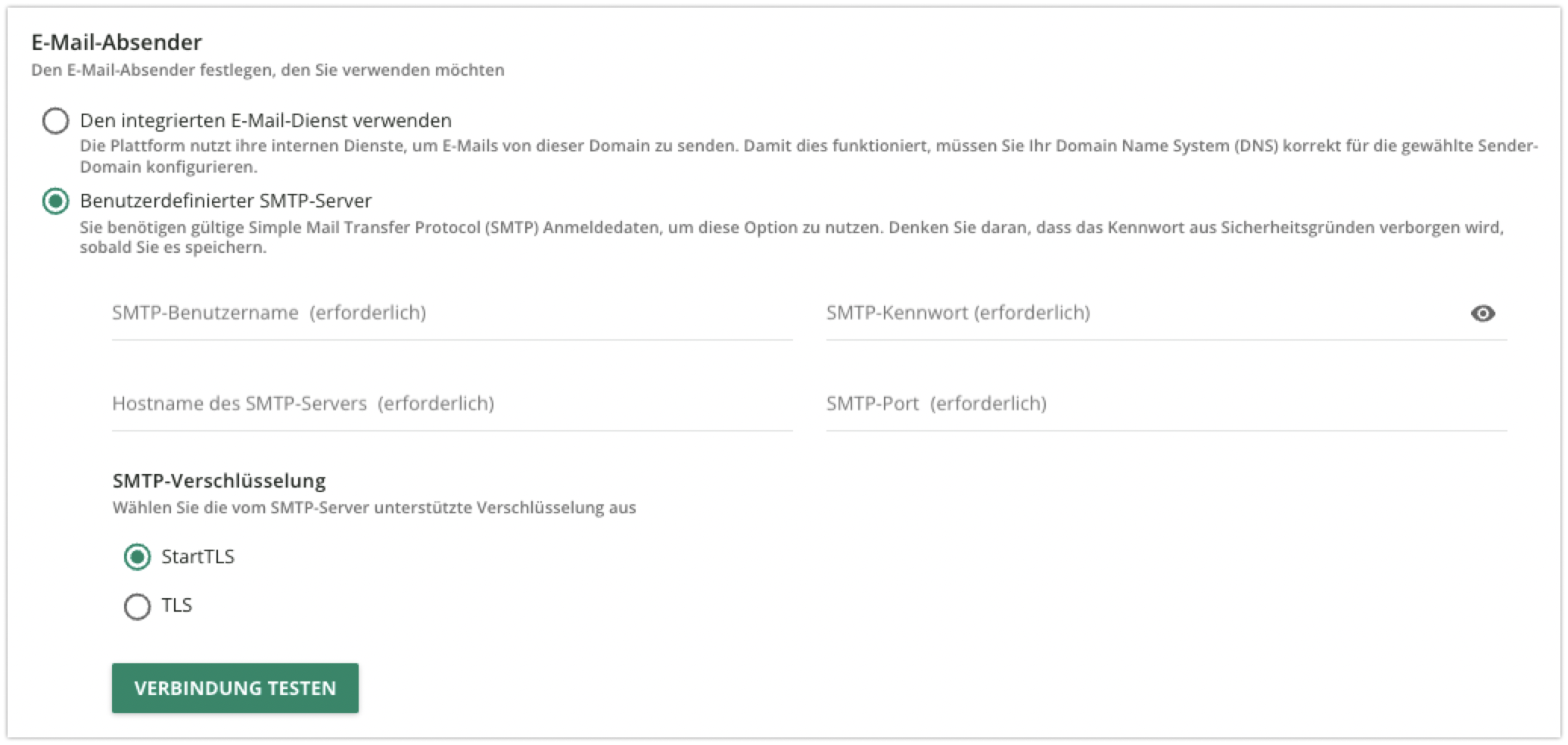Benutzerdefinierter SMTP-Server