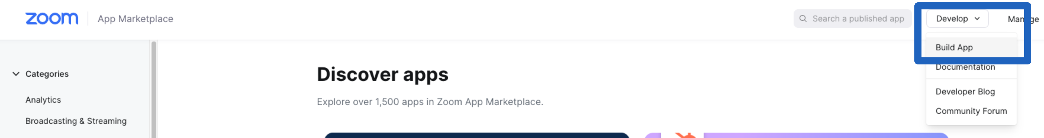 Pulsar Crear aplicación en el menú Desarrollar
