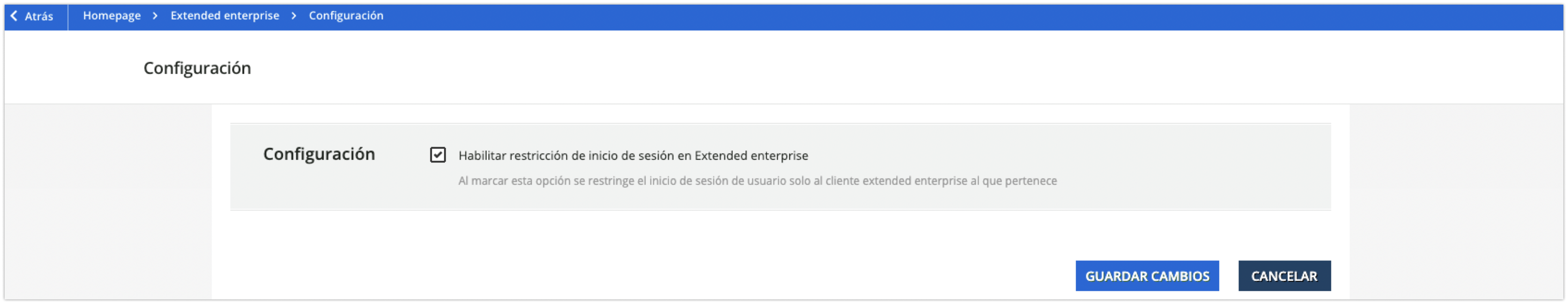 Configuración de Extended enterprise