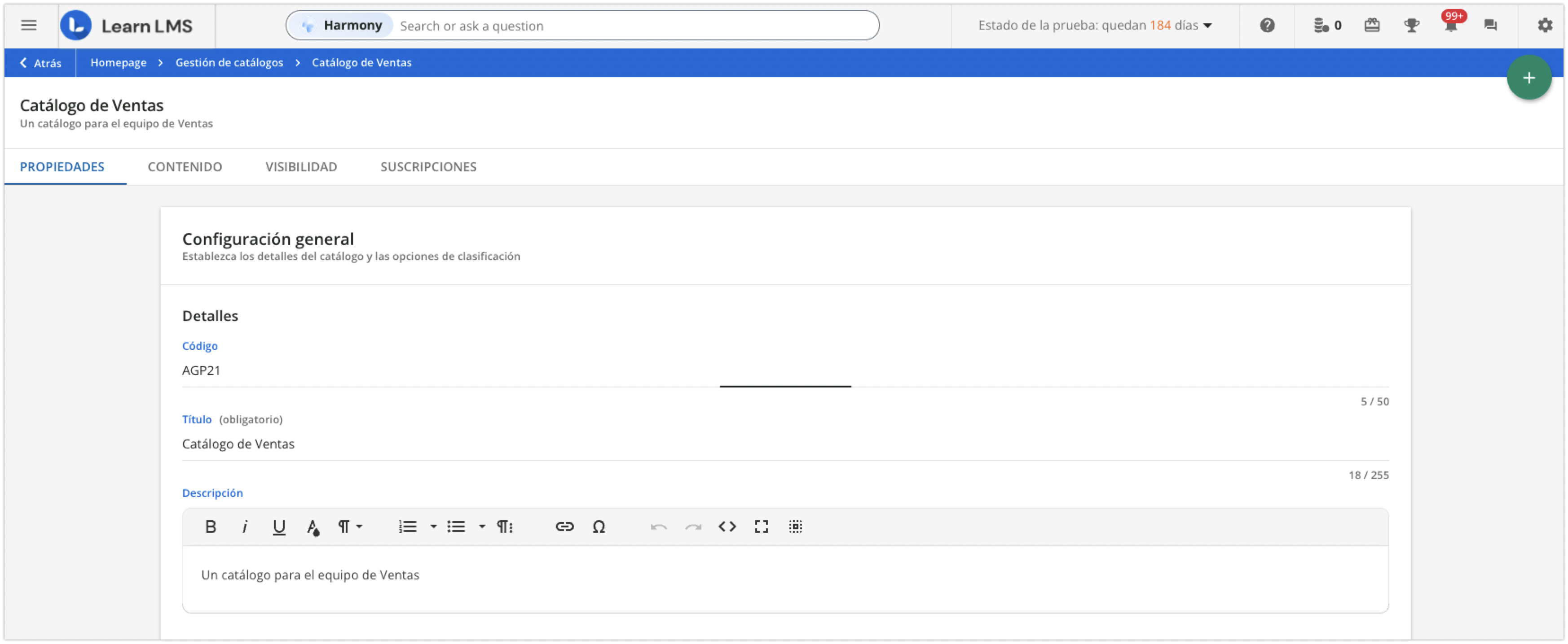 Pestaña Propiedades