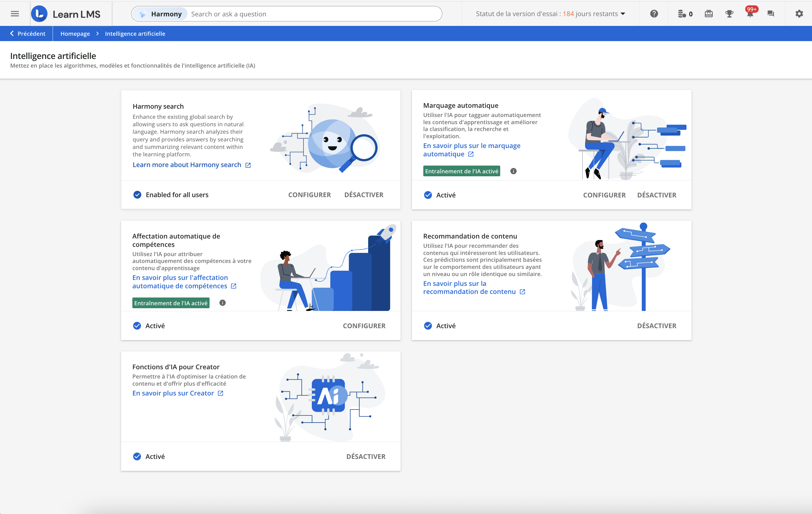 Le panneau de configuration de l'intelligence artificielle.