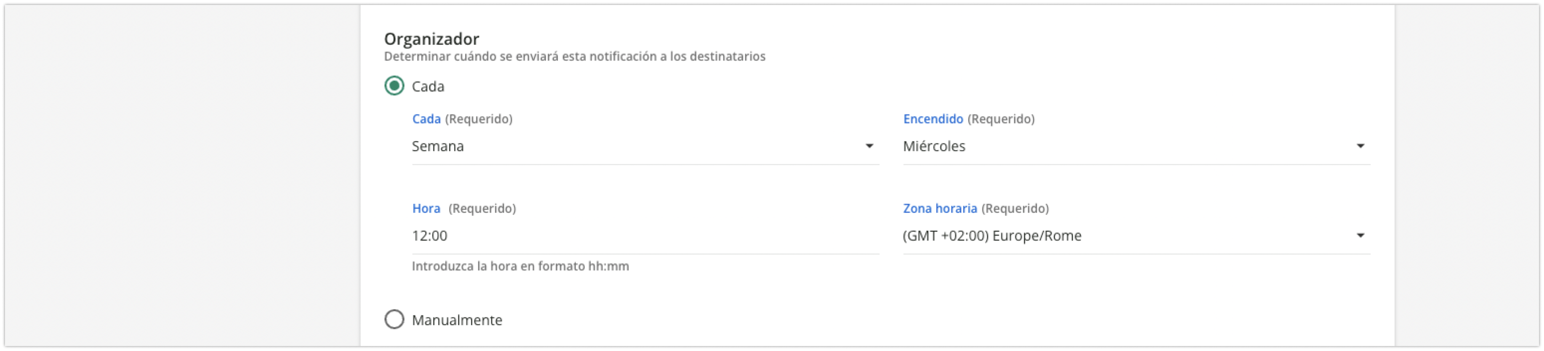 Organizador para el envío de notificaciones