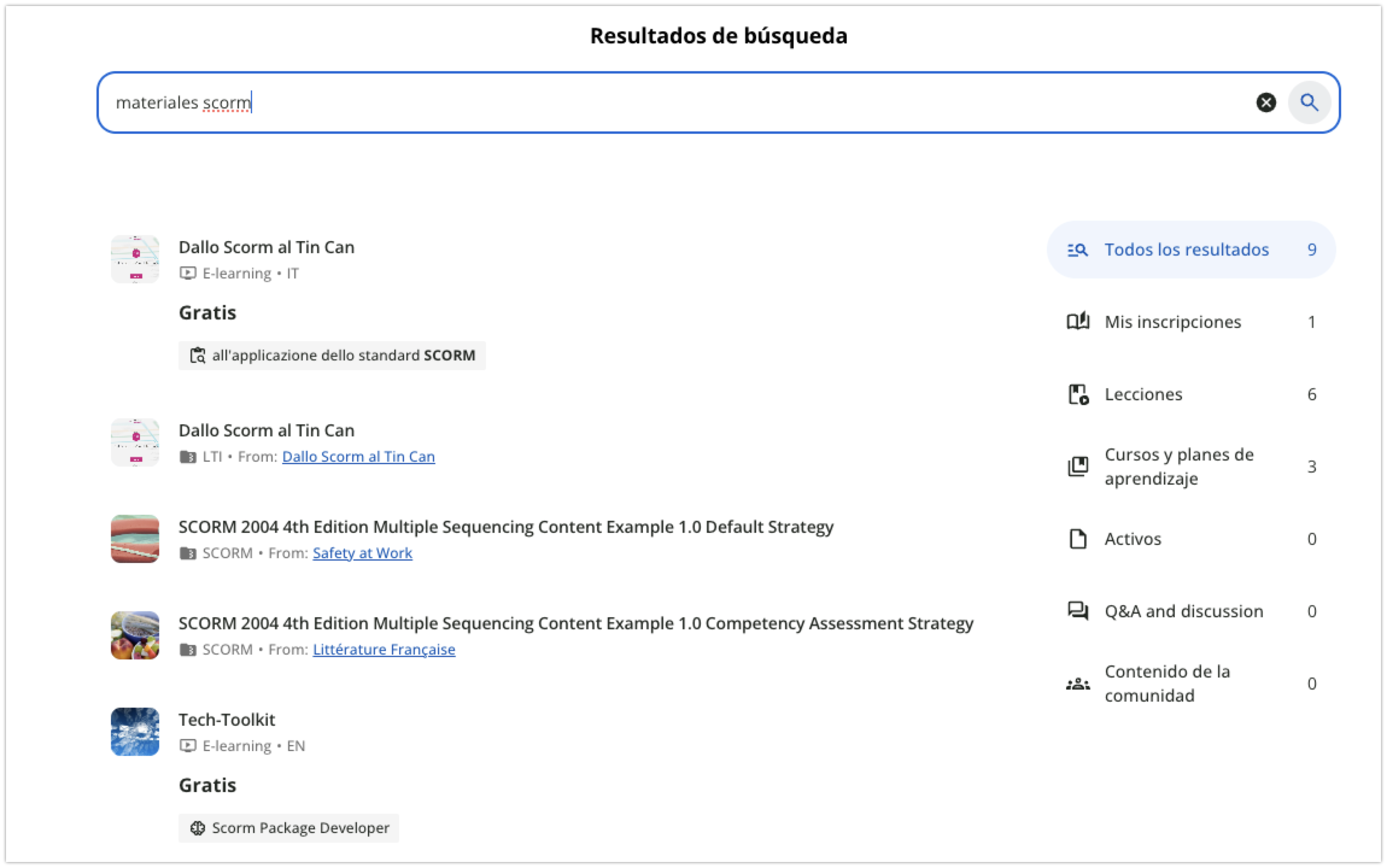 Resultados de búsqueda global