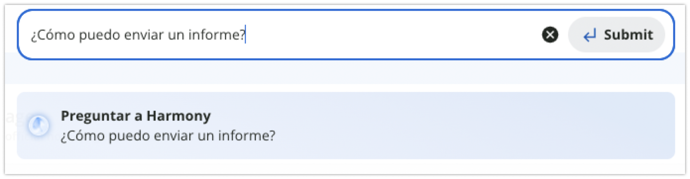 Opción Preguntar a Harmony