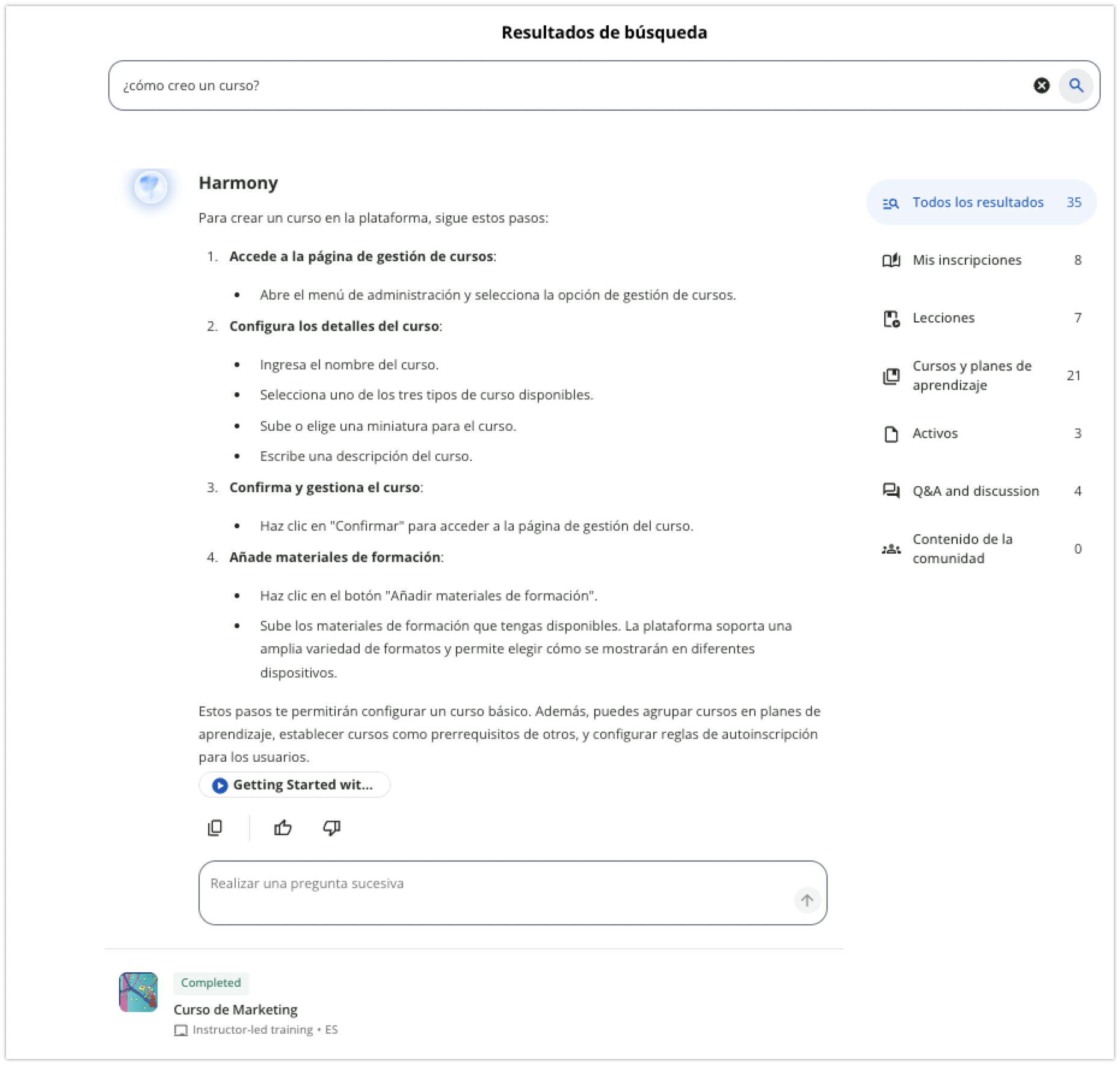 Resumen de IA en la página de resultados de búsqueda
