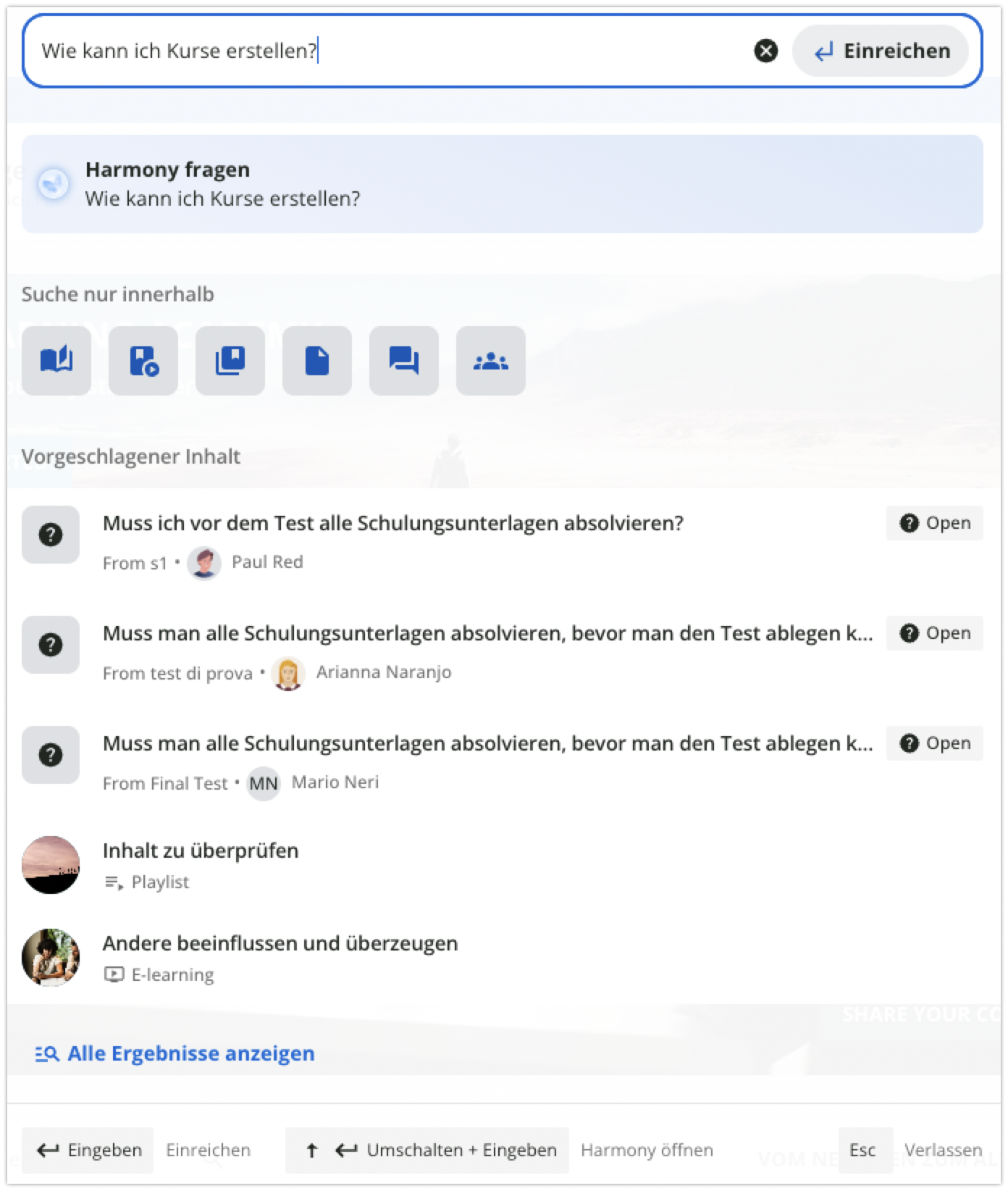 Frage und verschiedene Optionen