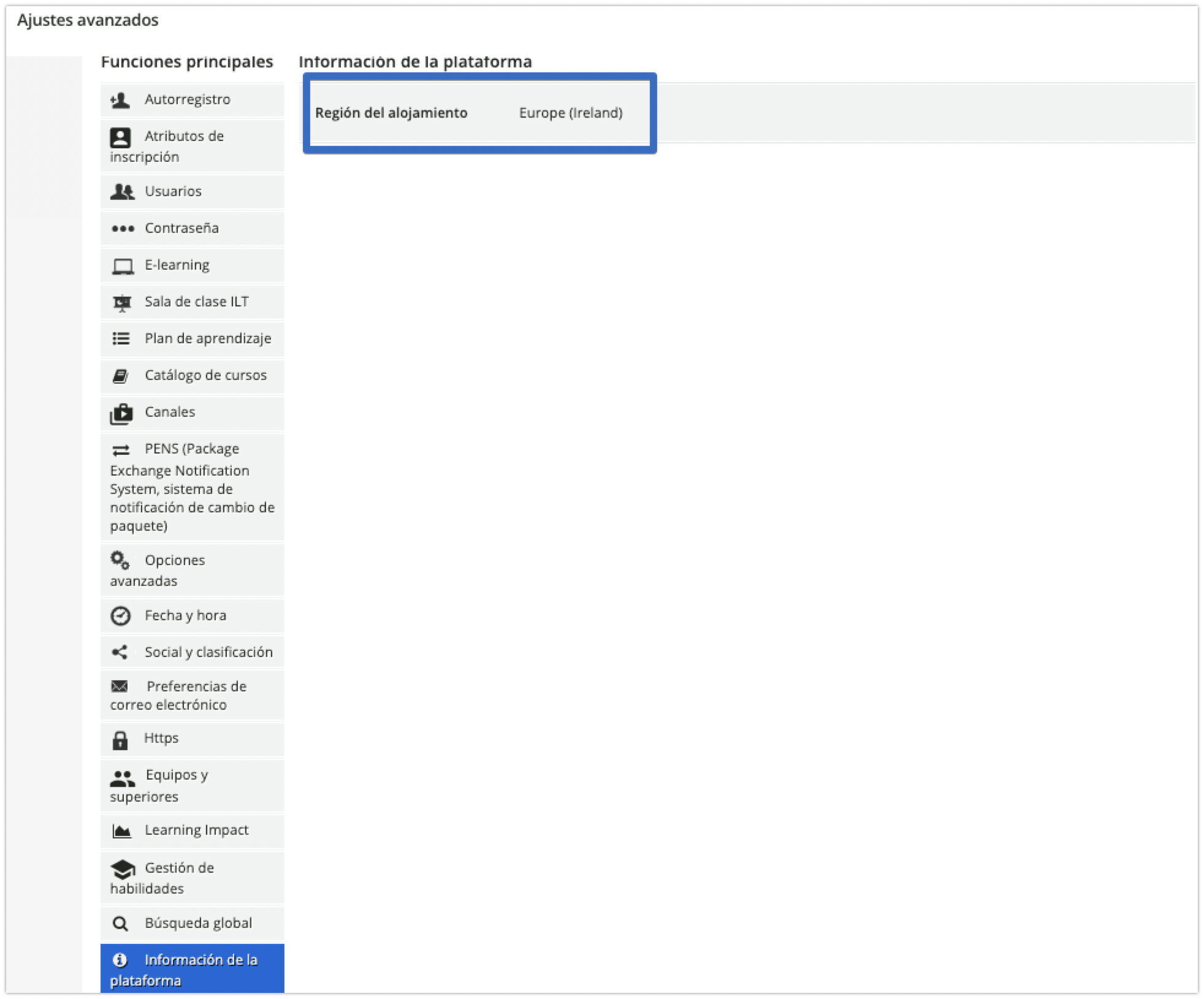 Consulta de la región del alojamiento
