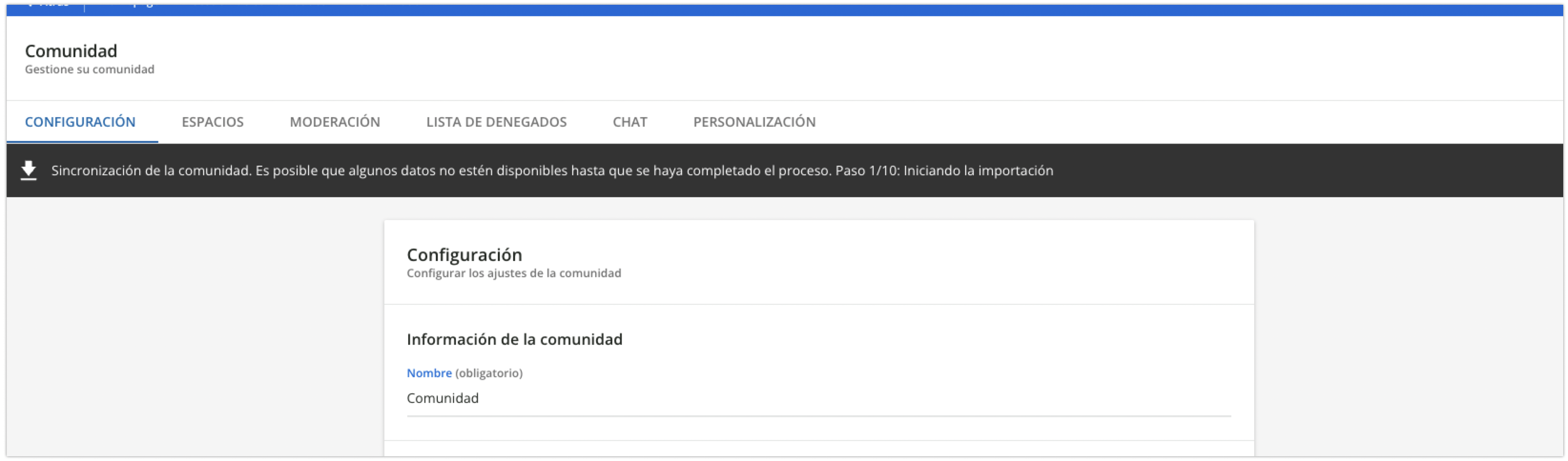 Banner de sincronización