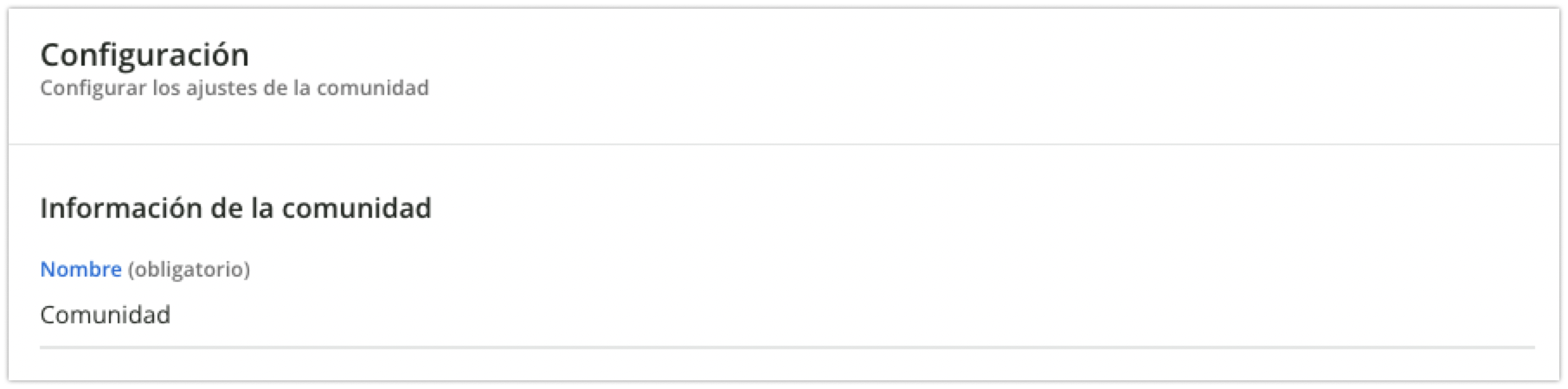 Información de la comunidad