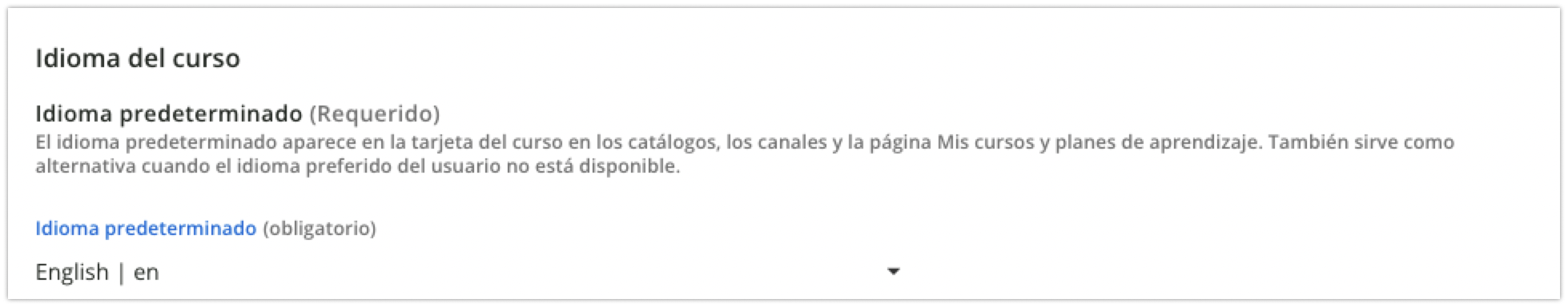 Idioma predeterminado del curso