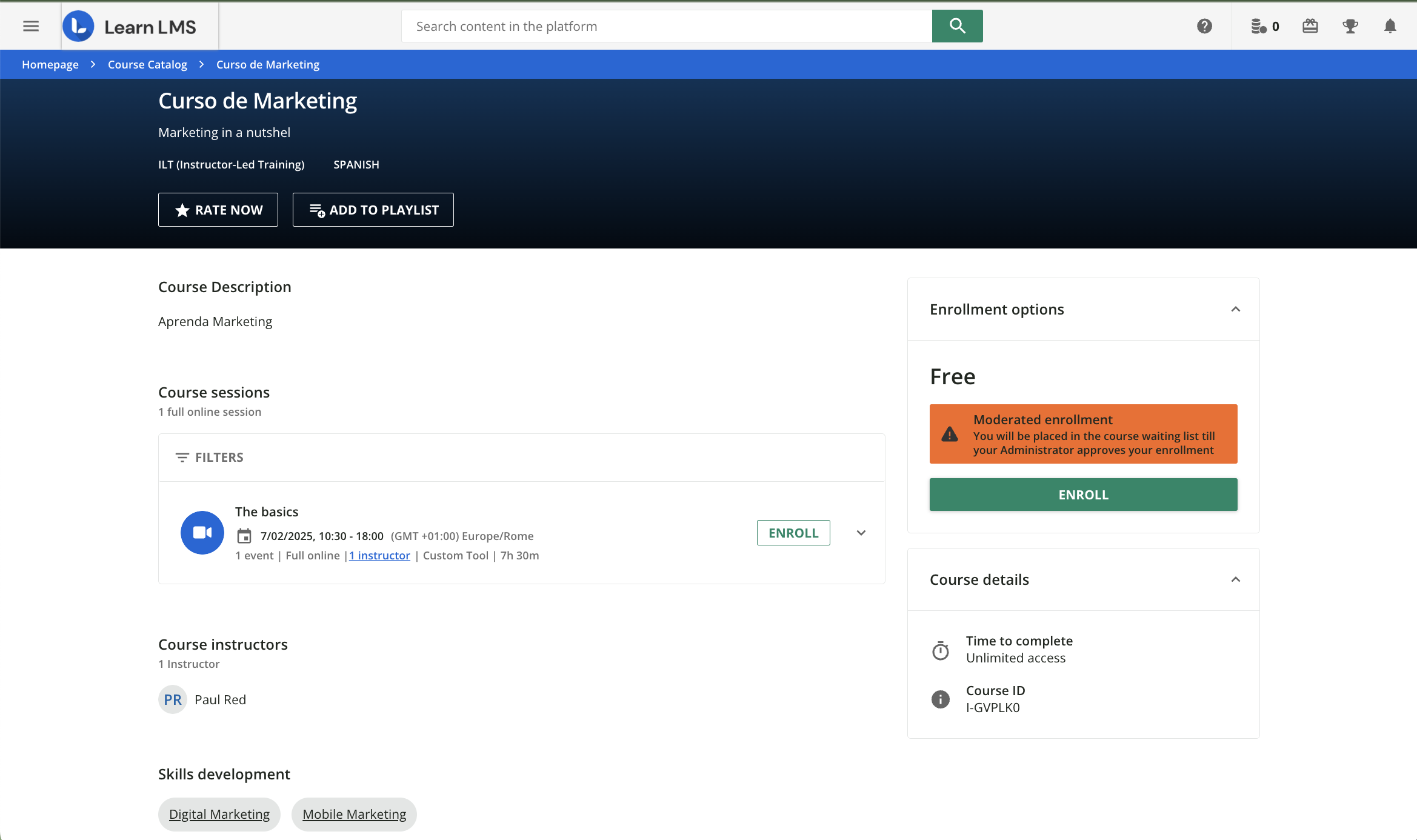 Inscription modérée