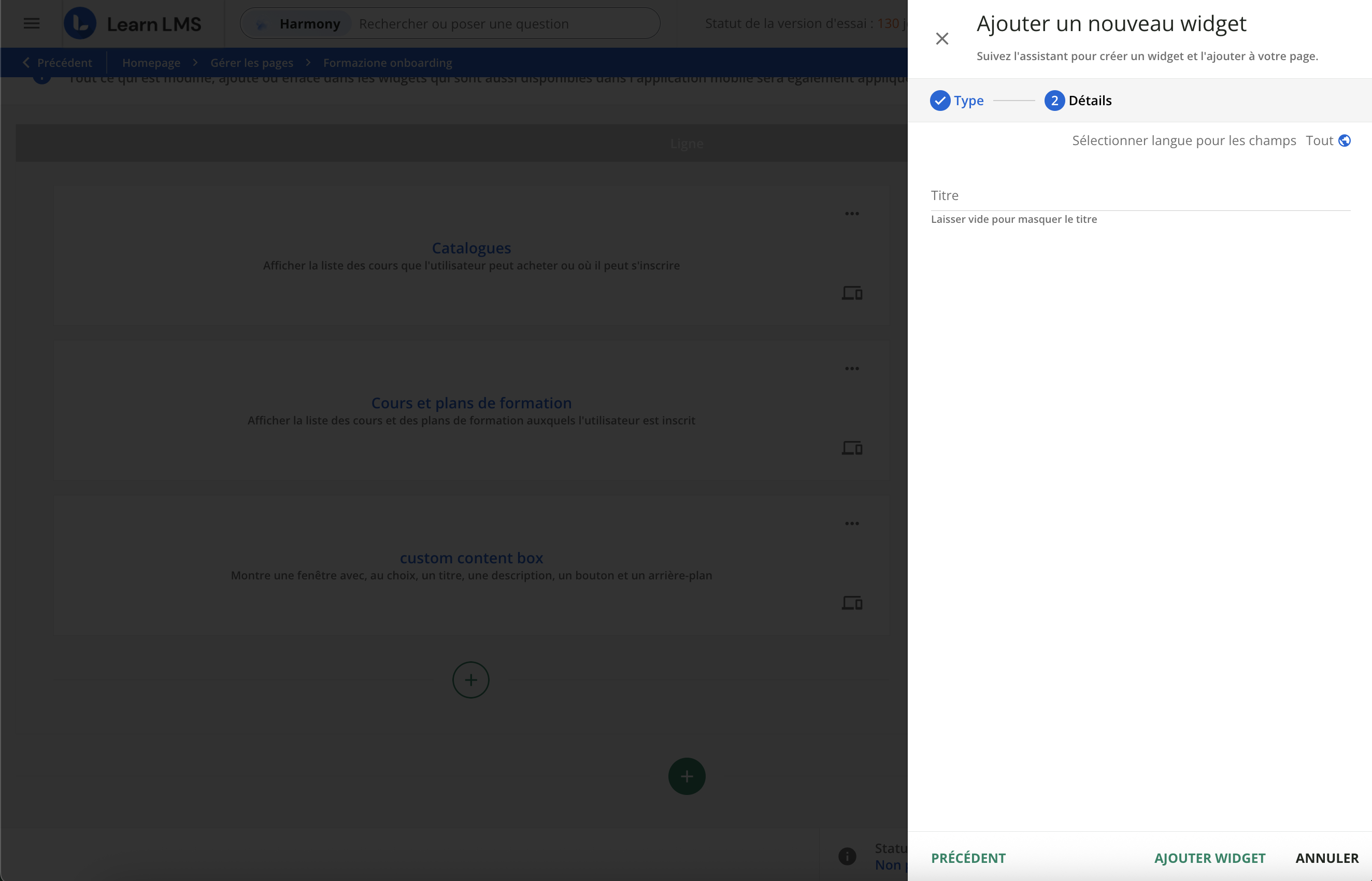 Ajouter un widget sur les transactions.