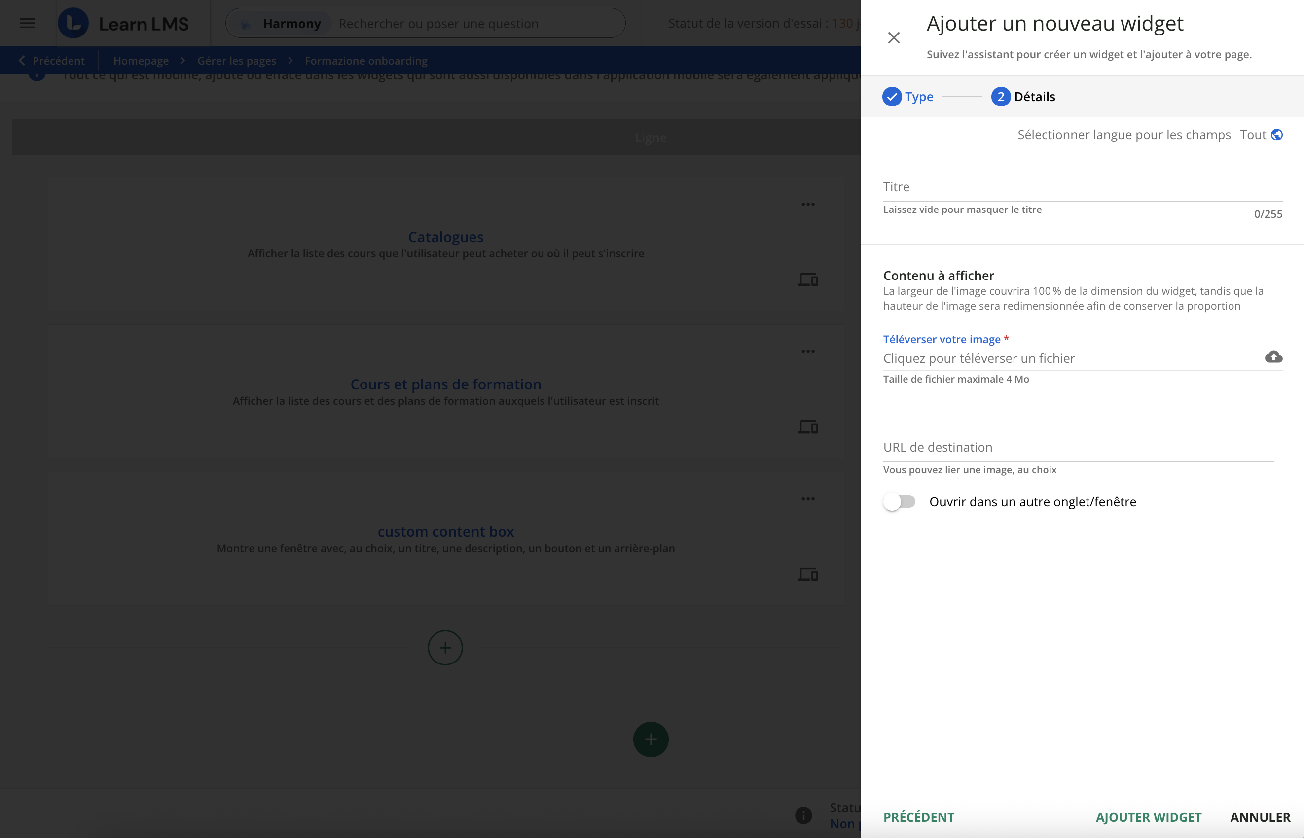 Ajouter un nouveau widget image.