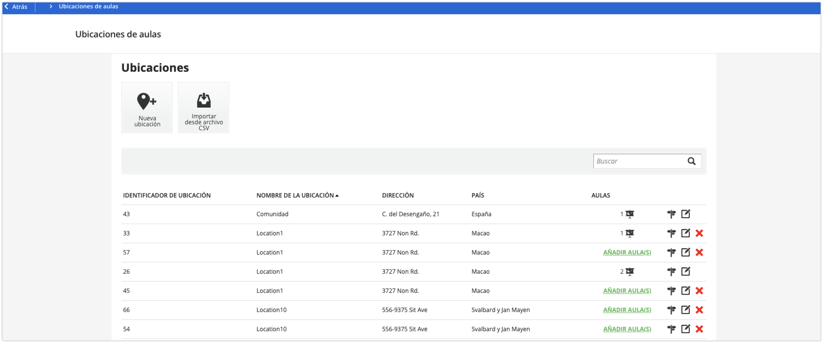 Página principal Ubicaciones