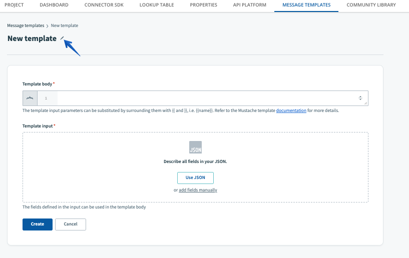 Crear una nueva plantilla y darle un nombre
