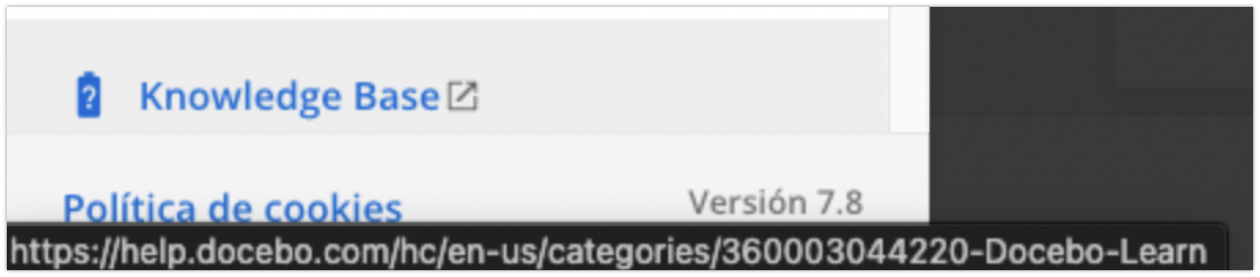 Página de enlace externo configurada para abrirse como nueva página