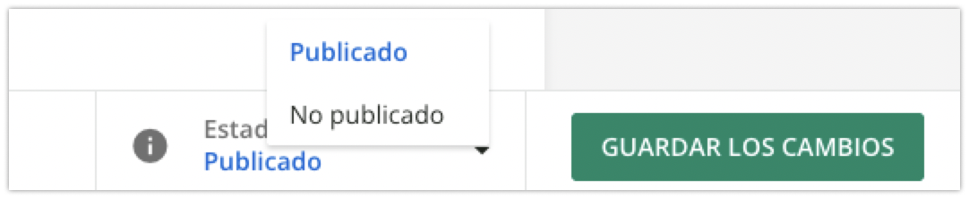 Menú desplegable del estado de publicación
