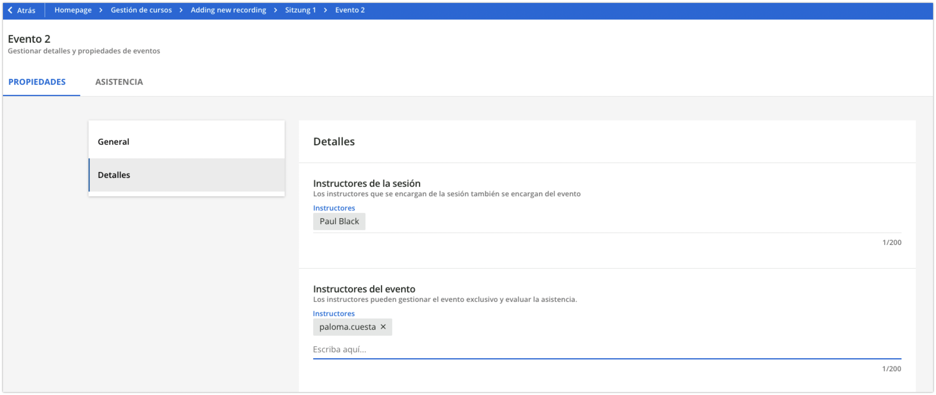 Instructores de la sesión y del evento