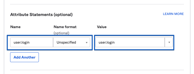 the Okta attribute statements