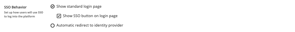 The SSO Behavior setting