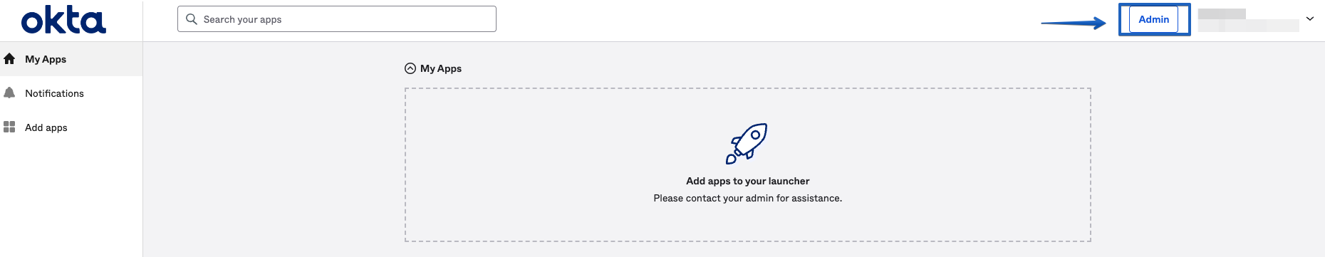 Access Admin section in Okta