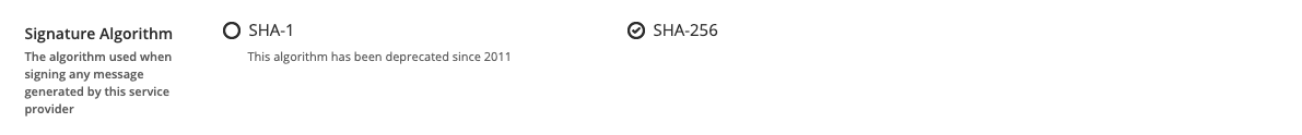 Signature Algorithm field in Docebo