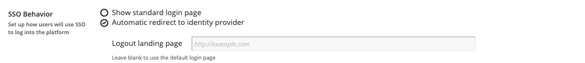 The SSO Behavior setting