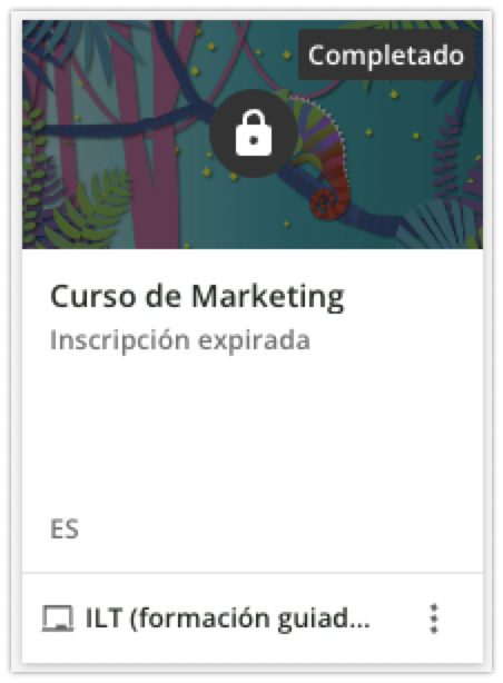 Tarjeta de un curso con la inscripción expirada