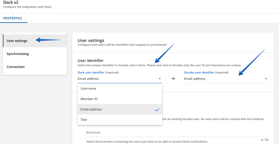 Configuring the user settings